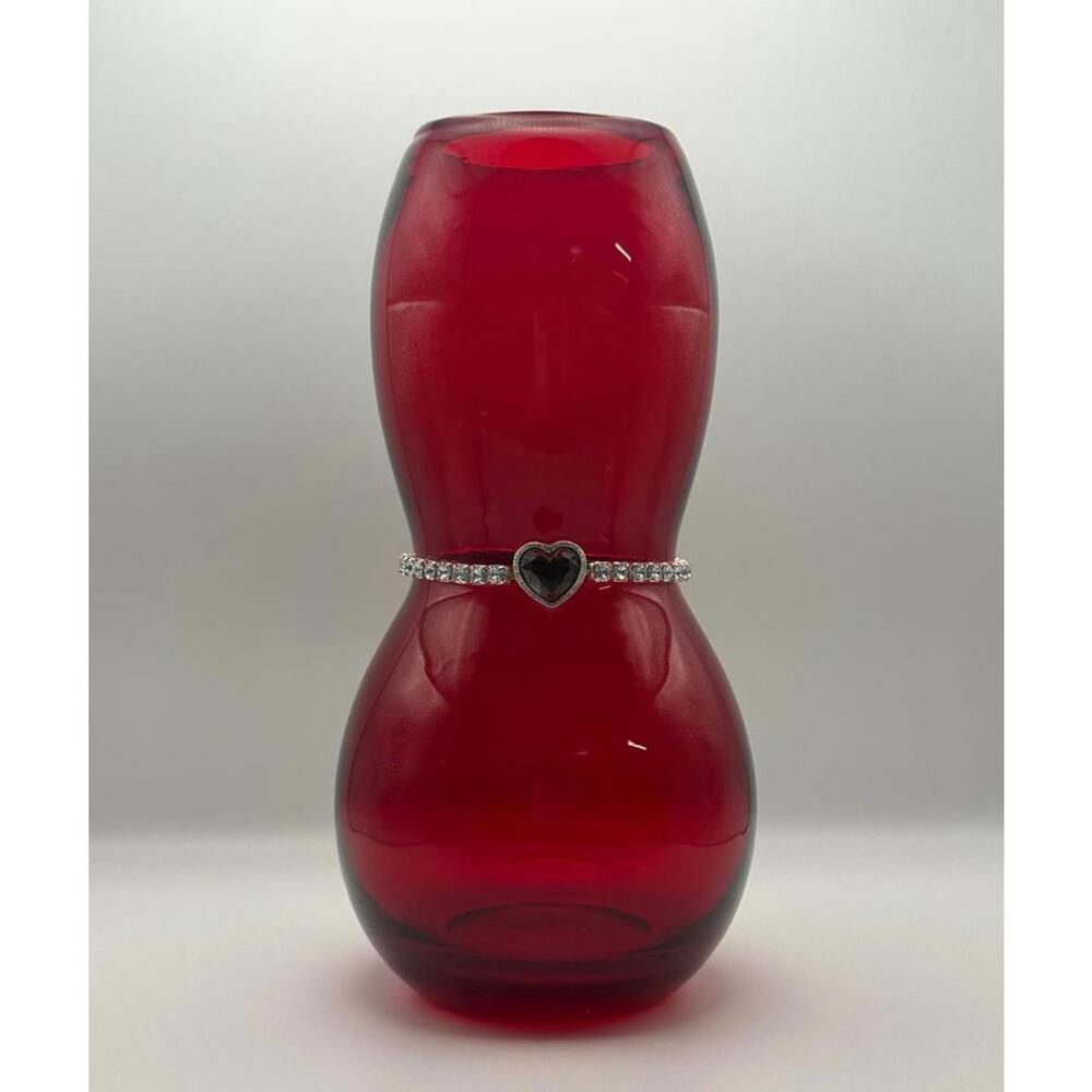 MOULIN ROUGE PARIS RUBY RED HAND BLOWN GLASS FLOWER VASE GIFT VALENTINE VTG NWOT